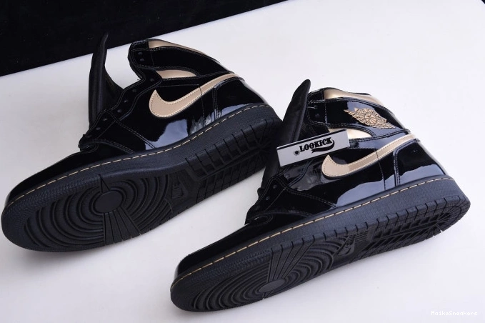 MaikeSneakers HIGH 1 BLACK JORDAN RETRO GOLD 555088-032 AIR (2020) METALLIC 0801